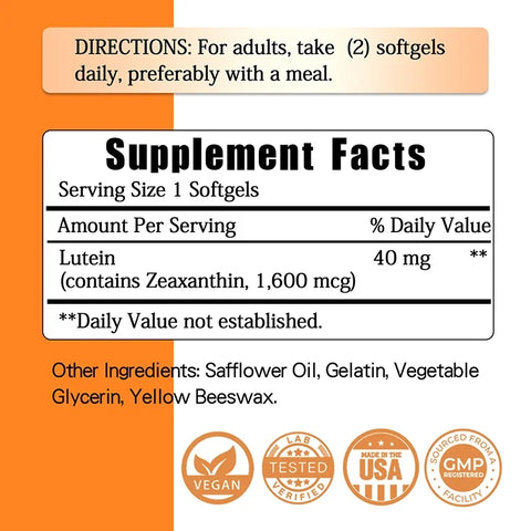 Lutein 40mg with Zeaxanthin – Eye Support Capsules