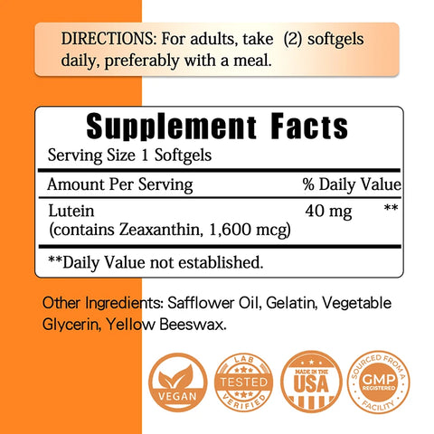 Lutein 40mg with Zeaxanthin – Eye Support Capsules